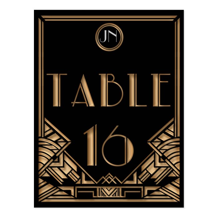 Black Gold Art Deco Gatsby Style Table Number 16 Postcard