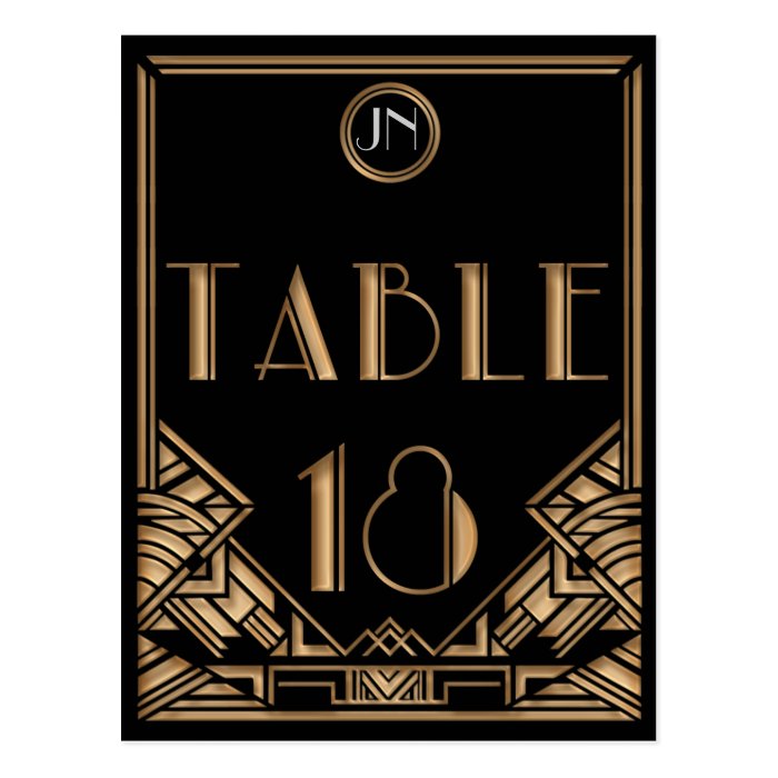 Black Gold Art Deco Gatsby Style Table Number 18 Post Cards