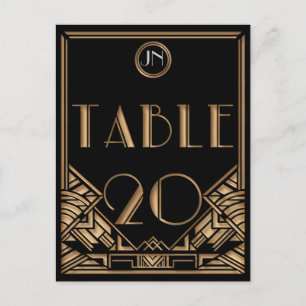 Black Gold Art Deco Gatsby Style Table Number 20