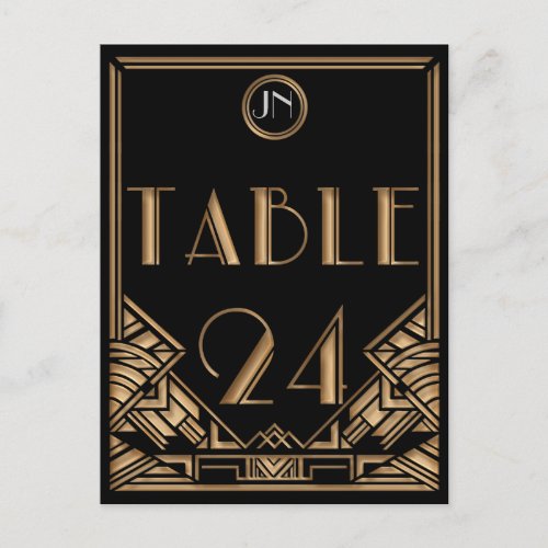 Black Gold Art Deco Gatsby Style Table Number 24