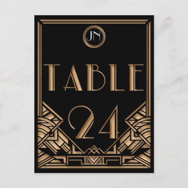 Black Gold Art Deco Gatsby Style Table Number 24 (Front)