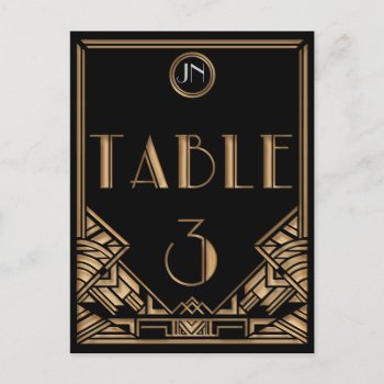 Black Gold Art Deco Gatsby Style Table Number 3 by Truly_Uniquely at Zazzle