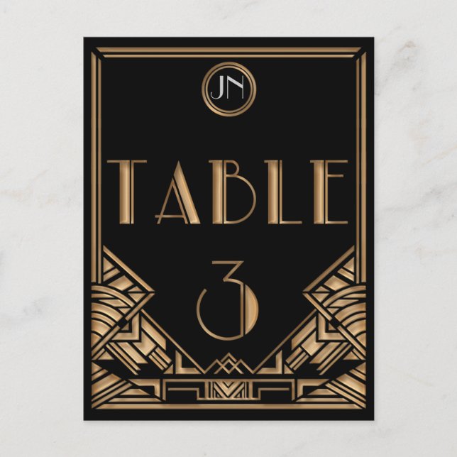 Black Gold Art Deco Gatsby Style Table Number 3 (Front)