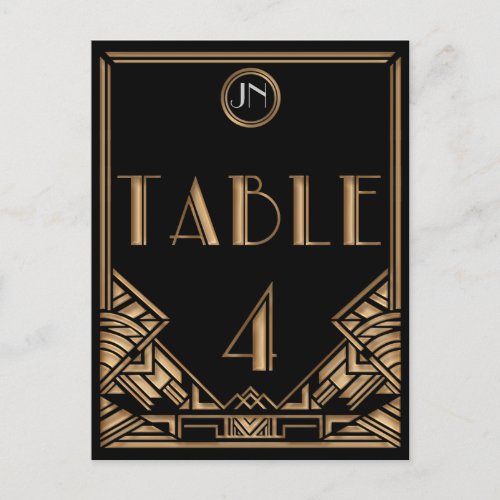 Black Gold Art Deco Gatsby Style Table Number 4