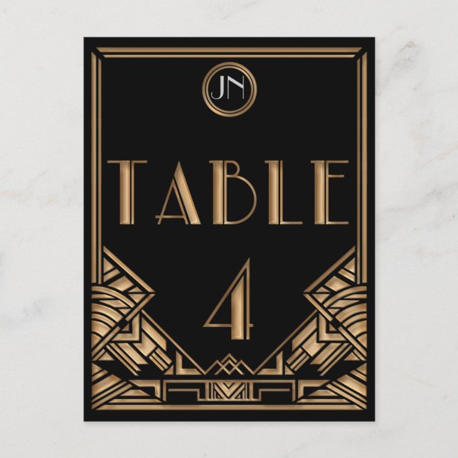 Black Gold Art Deco Gatsby Style Table Number 4 (Front)