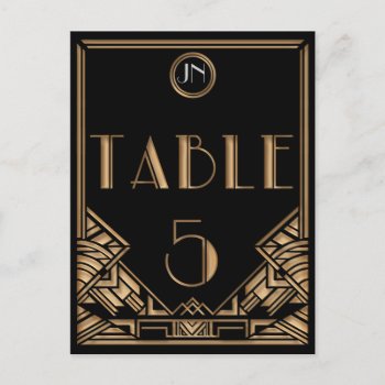 Black Gold Art Deco Gatsby Style Table Number 5 by Truly_Uniquely at Zazzle