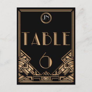 Black Gold Art Deco Gatsby Style Table Number 6 by Truly_Uniquely at Zazzle