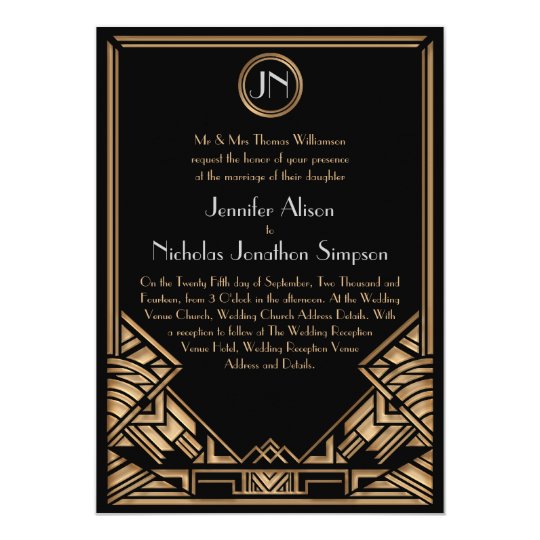 black and gold wedding invitations