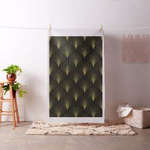 Black & Gold Art-Deco Geometric Pattern Fabric
