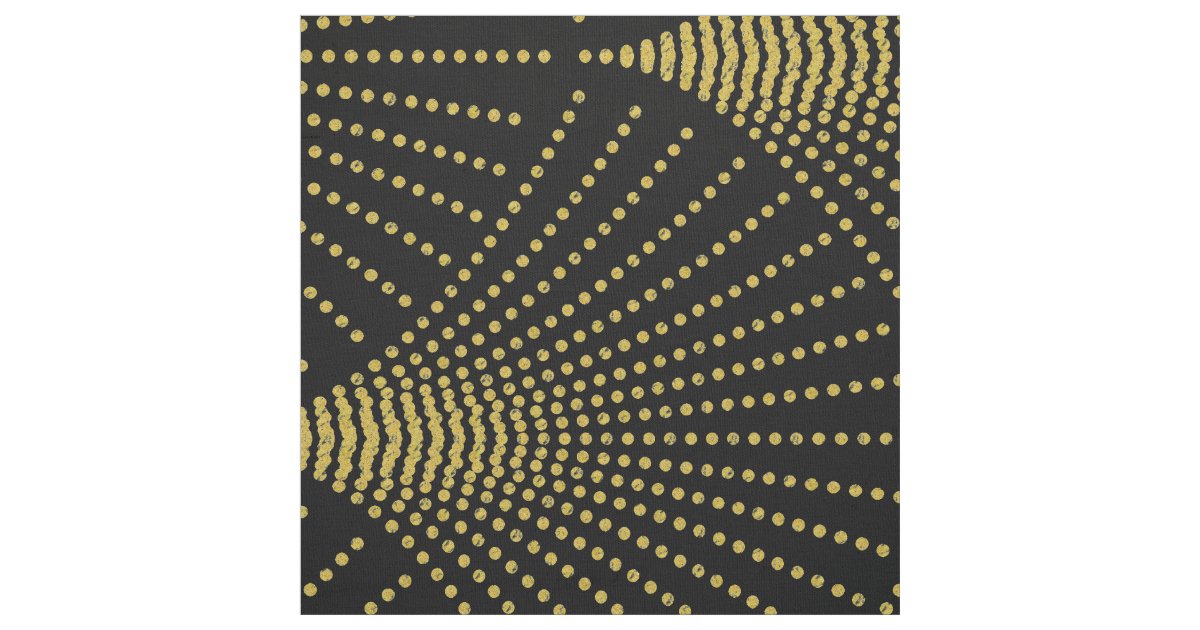 Black & Gold Art-Deco Geometric Pattern Fabric | Zazzle