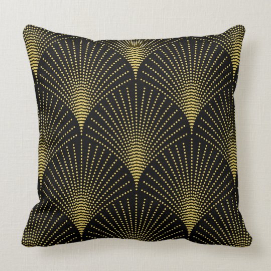 Black Gold Art Deco Geometric Pattern Throw Pillow Zazzle Com