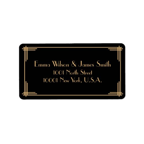 Black Gold Art Deco Great Gatsby Address Labels