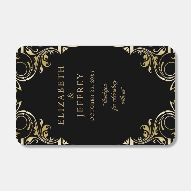 Black Gold Art Deco Great Gatsby Wedding Matchboxe Matchboxes (Front)