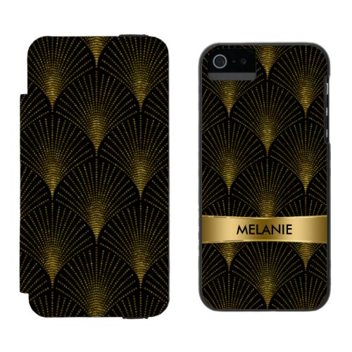 Black  Gold Art_Deco Pattern iPhone SE55s Wallet Case