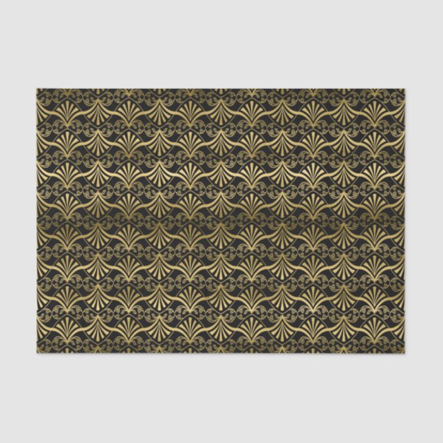 Black gold art deco pattern party tissue paper (Front)