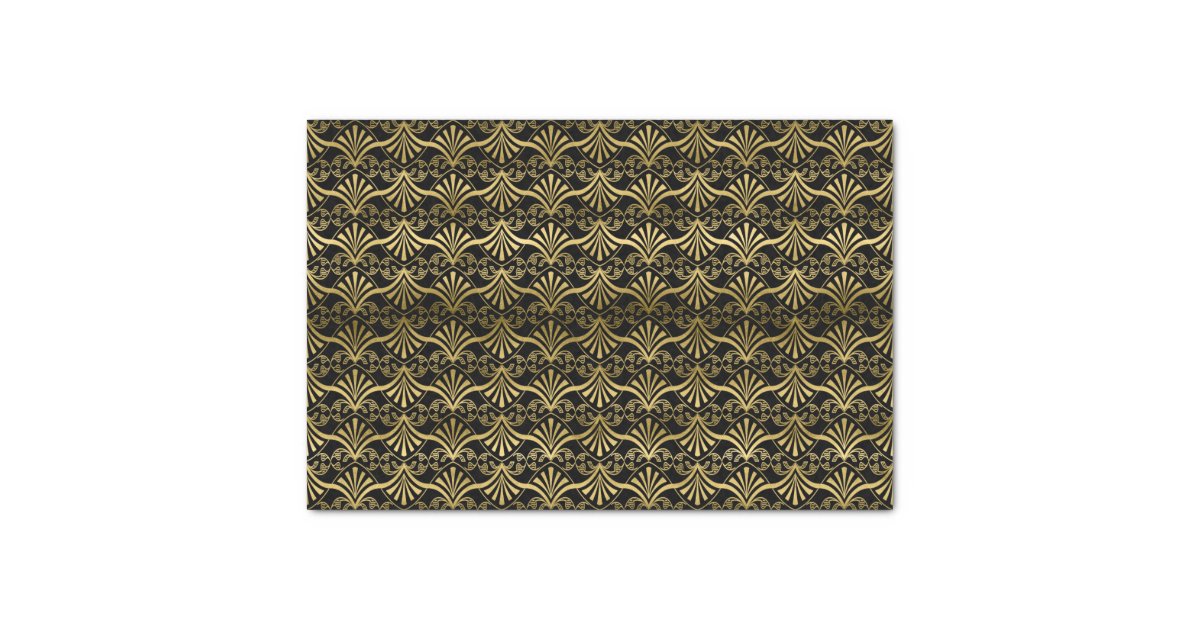 Black gold art deco pattern party tissue tissue paper Zazzle