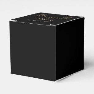 Black Gold Art Deco Peacock Wedding Favor Boxes