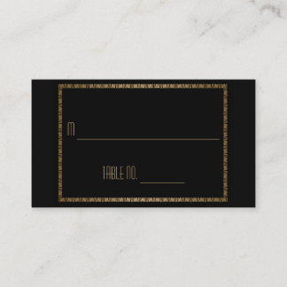 Black Gold Art Deco Peacock Wedding Place Cards
