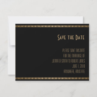 Black Gold Art Deco Peacock Wedding Save the Date