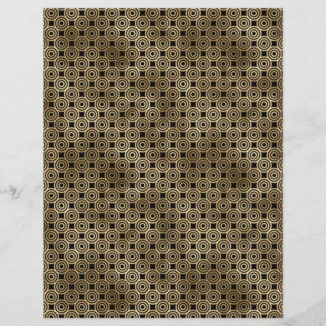 Black & Gold Art Deco Scrapbook Paper Sheet (Back)