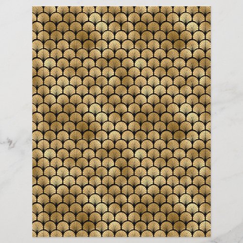 Black  Gold Art Deco Scrapbook Paper Sheet