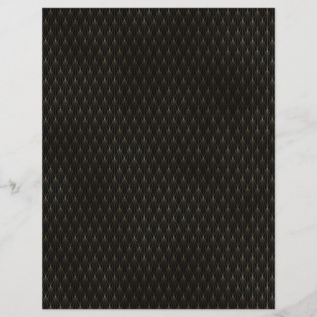 Black & Gold Art Deco Scrapbook Paper Sheet (Back)