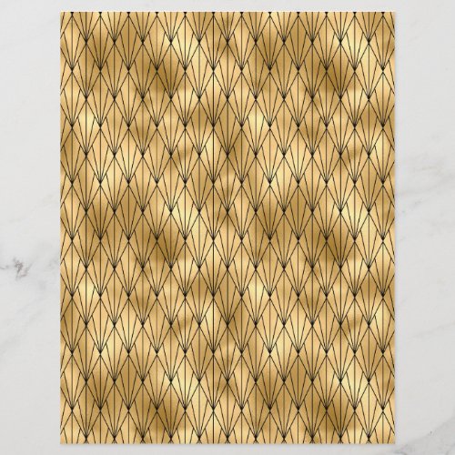 Black  Gold Art Deco Scrapbook Paper Sheet