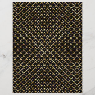 Black & Gold Art Deco Scrapbook Paper Sheet