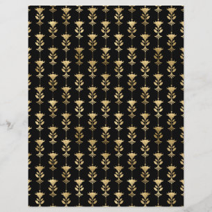Black & Gold Art Deco Scrapbook Paper Sheet