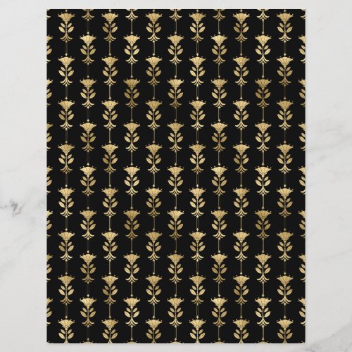 Black  Gold Art Deco Scrapbook Paper Sheet