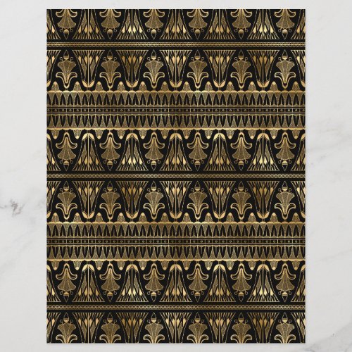 Black  Gold Art Deco Scrapbook Paper Sheet