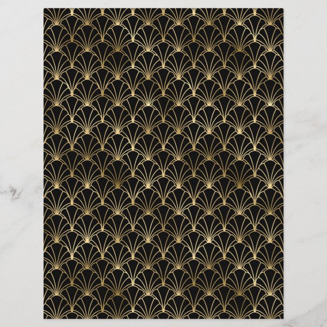 Black & Gold Art Deco Scrapbook Paper Sheet (Back)