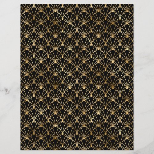 Black  Gold Art Deco Scrapbook Paper Sheet