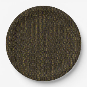 Black gold art deco vintage seamless pattern paper plates