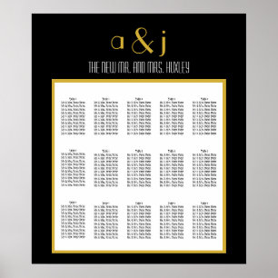 Black Gold Art Deco Wedding Seating Chart 150