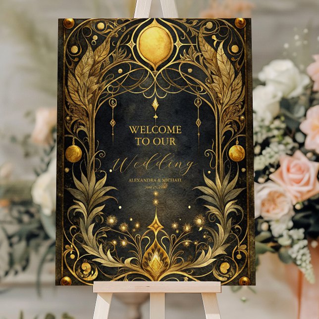 Black Gold Art Nouveau Wedding Foam Board (Creator Uploaded)