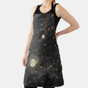Black Gold Astrological Pattern Apron