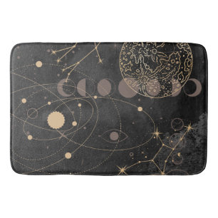 Black Gold Astrological Pattern Bath Mat