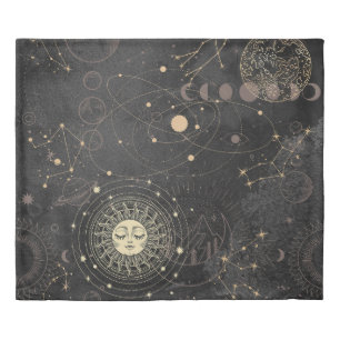 Black Gold Astrological Pattern Duvet Cover
