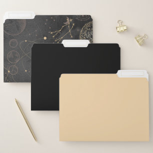 Black Gold Astrological Pattern File Folder