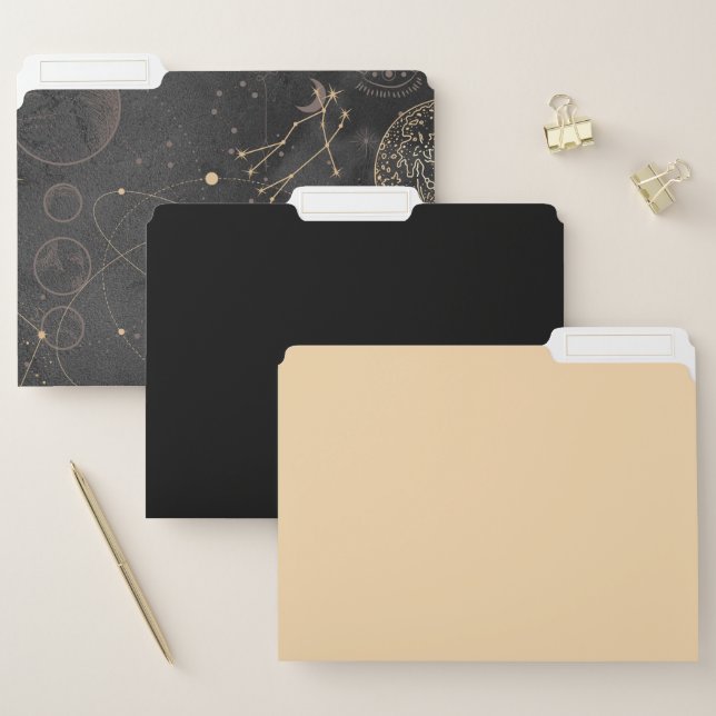 Black Gold Astrological Pattern File Folder (Set)