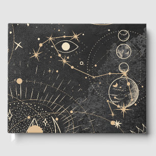 Black Gold Astrological Pattern Guest Book