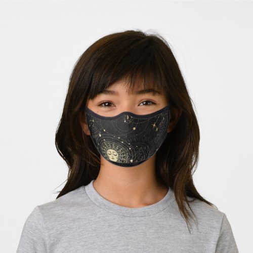 Black Gold Astrological Pattern Premium Face Mask