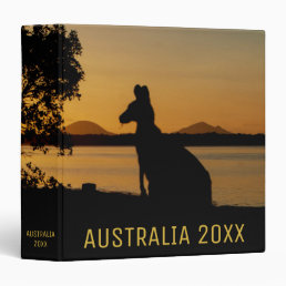 Black &amp; Gold Australia Kangaroo Vacation Photo 3 Ring Binder