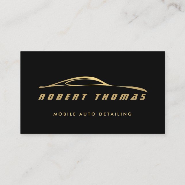 Black/Gold Auto Detail, Automobile Repair Business Card (Front)