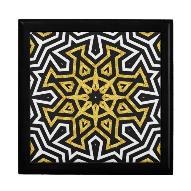 Black Gold Aztec Sun Love Goblets Mandala Gift Box (Front)