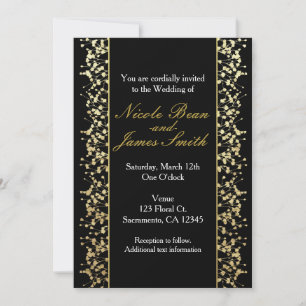 Black & Gold Babys Breath Wedding Invitations