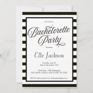 Black + Gold Bachelorette Party Invitation
