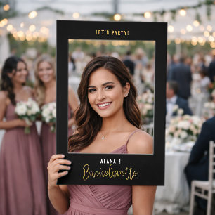 Black Gold Bachelorette Selfie Photo Prop Frame