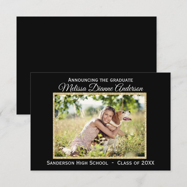 Black/Gold Background - 3x5 Grad Announcement (Front/Back)